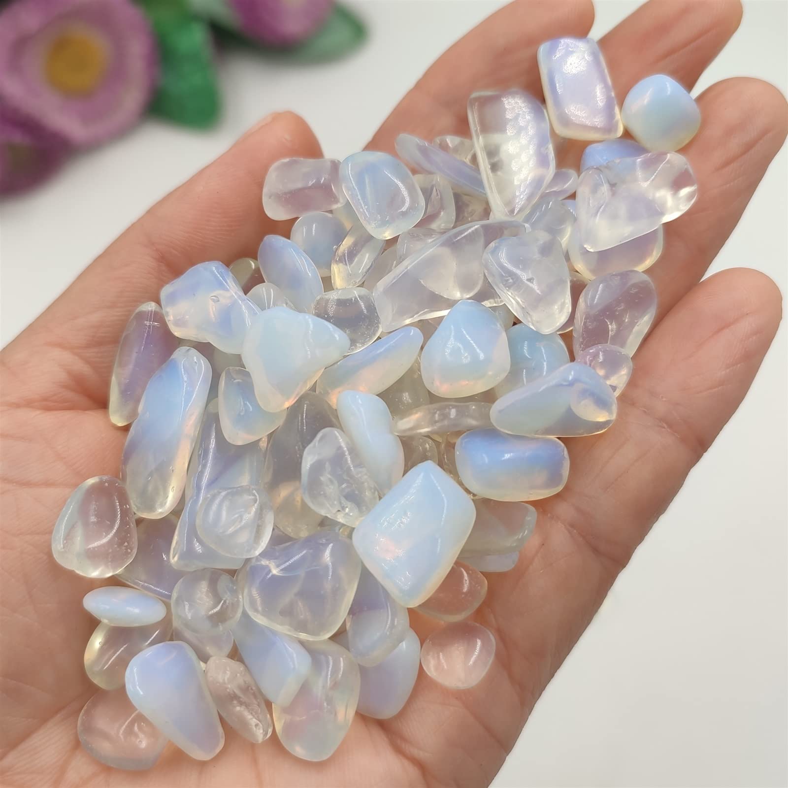 Paquete de 100 g de Cristal de Cuarzo Opalite, Piedra caída, Grava, decoración de la habitación del hogar, Bricolaje, Acuario Pulido a Granel Inicio Colecciones