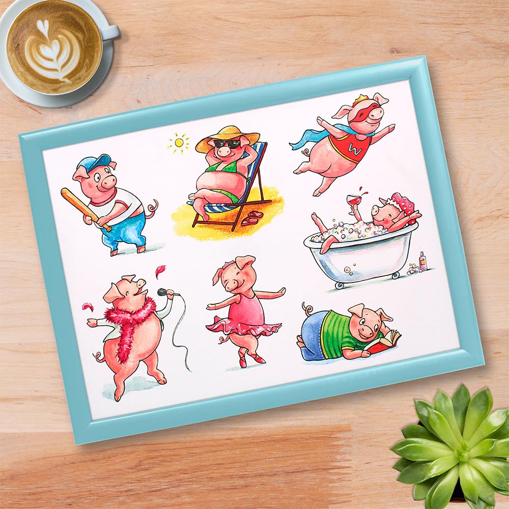 Tamersgifts Cushioned Laptrays Lap Tray TV Dinner Bean Bag Padded Cushion Gift (Funny Pig Lap tray) — image 1