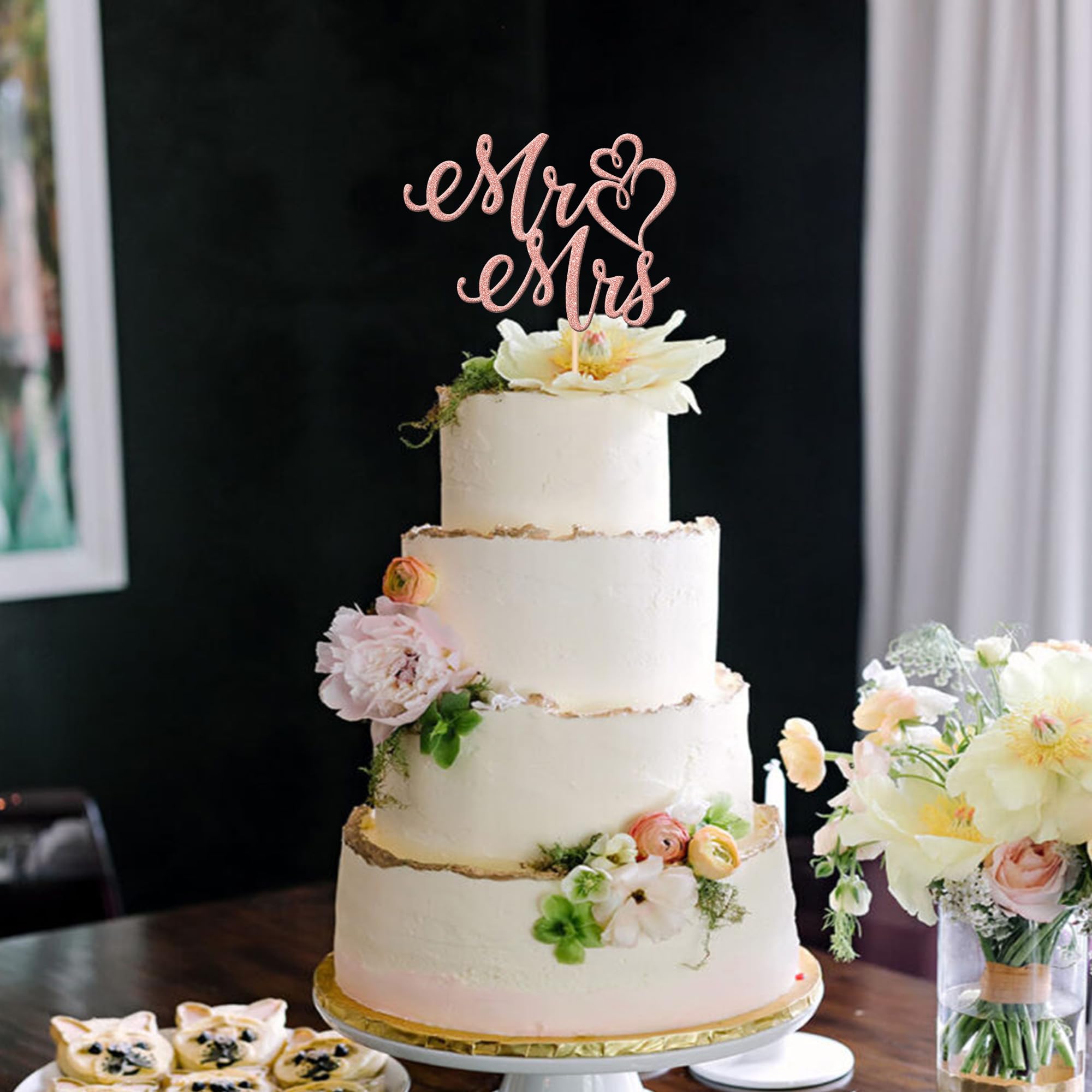 Topper Per Torta Con Scritta In Inglese She Said Yes Mr And Mrs
