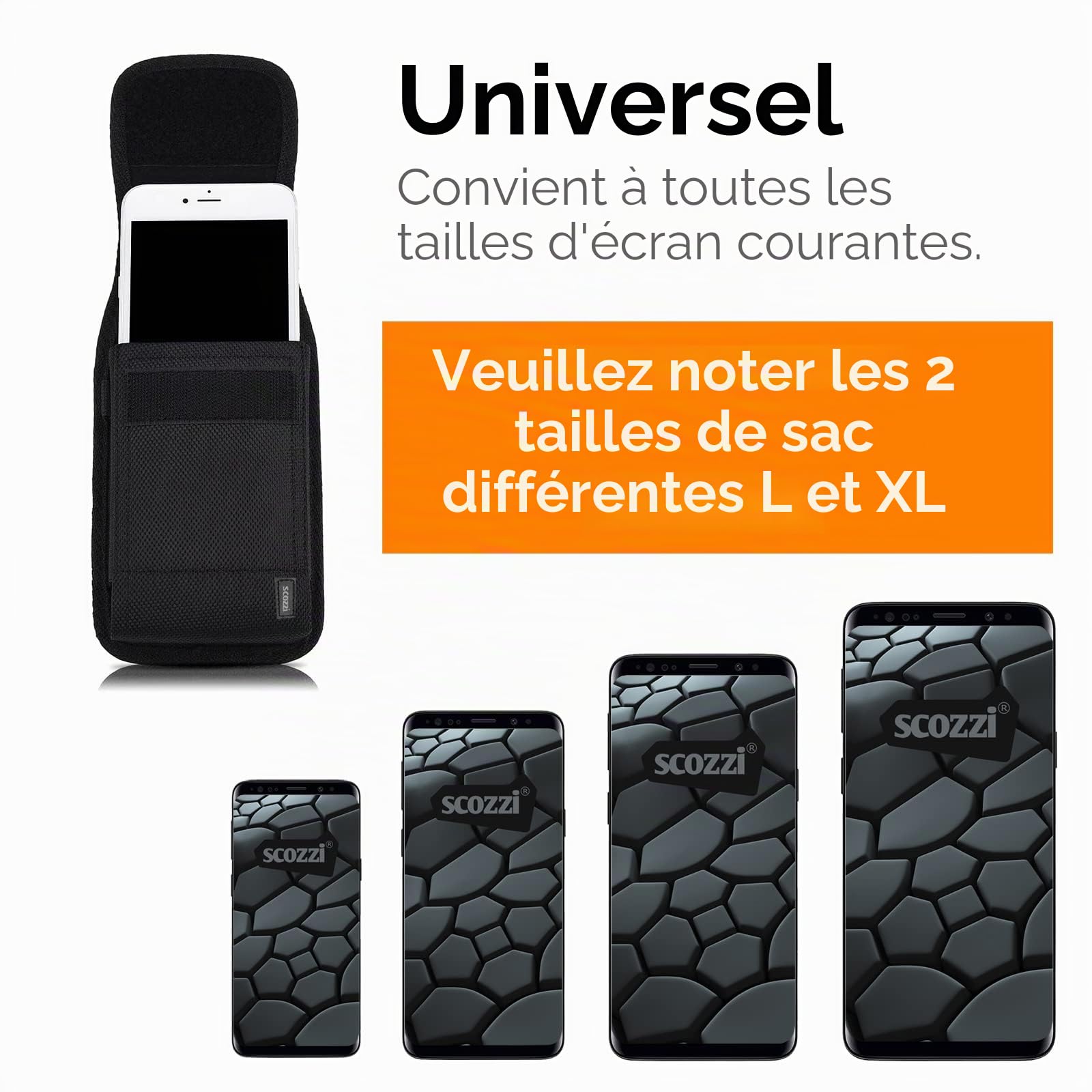 Étui de Ceinture (XL) Pochette Téléphone Holster Verticale Horizontal Smartphone p.e. Compatible avec Samsung S24 S23 S22 A55 A54 A35 pour iPhone 15 14 13 12 11 XR FE Plus Ultra Max Lite Pro