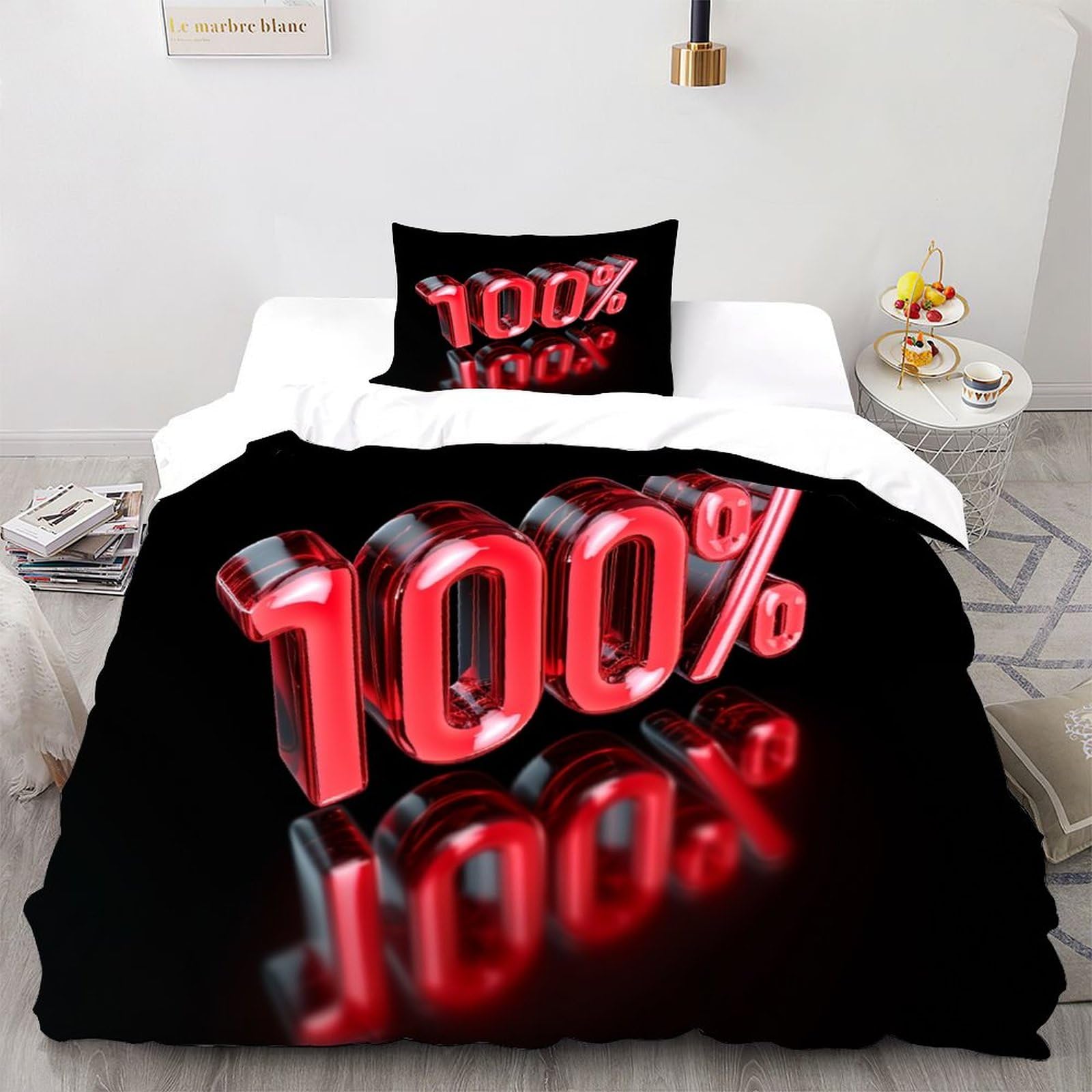 Parure de lit single rouge 135x200cm pour lit enfant ordonné
