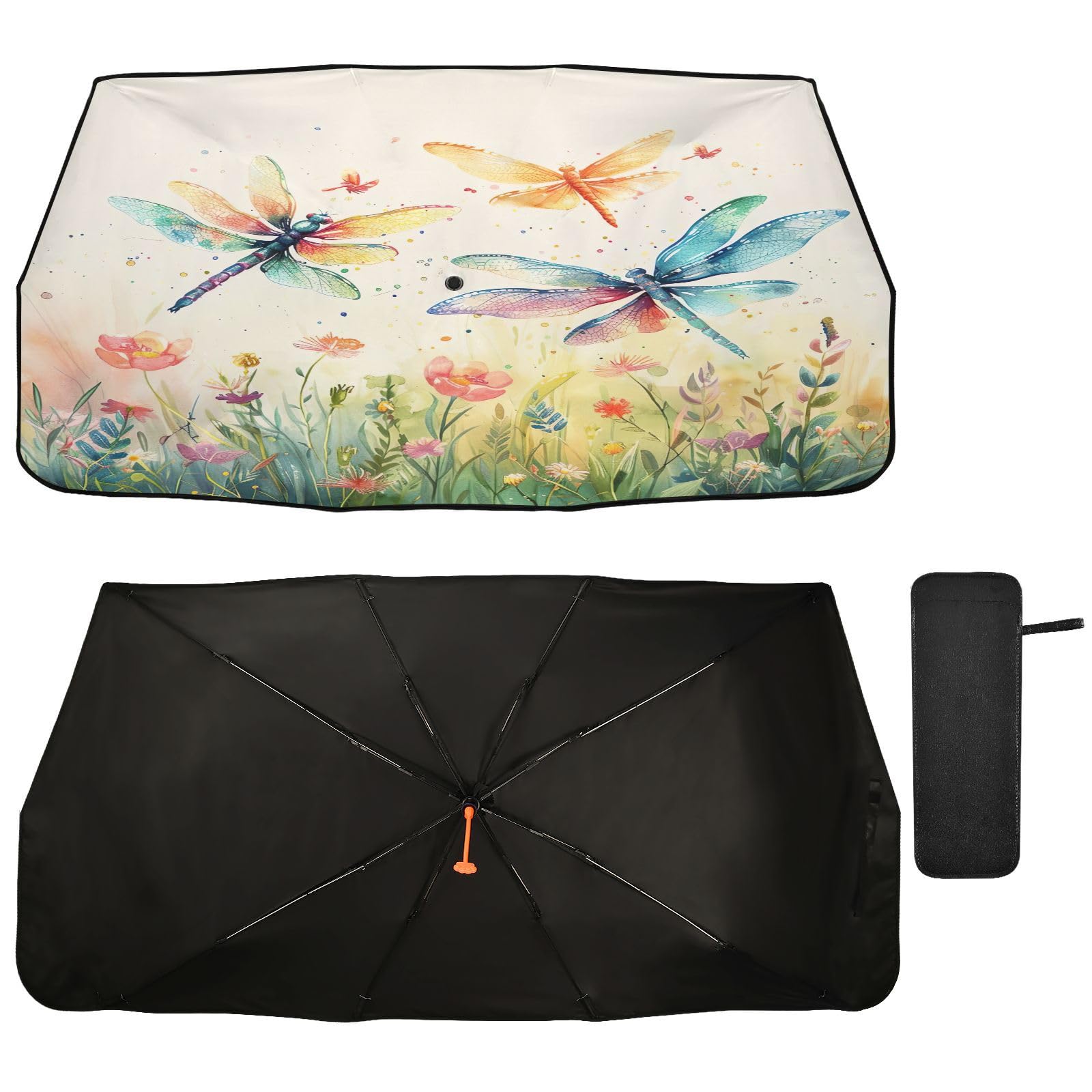 YEGAME Car Windshield Sun Shade Umbrella, Dragonfly Foldable Umbrella Reflective Sunshade, Automotive Block UV Sun Visor Protector fits SUV Pickup