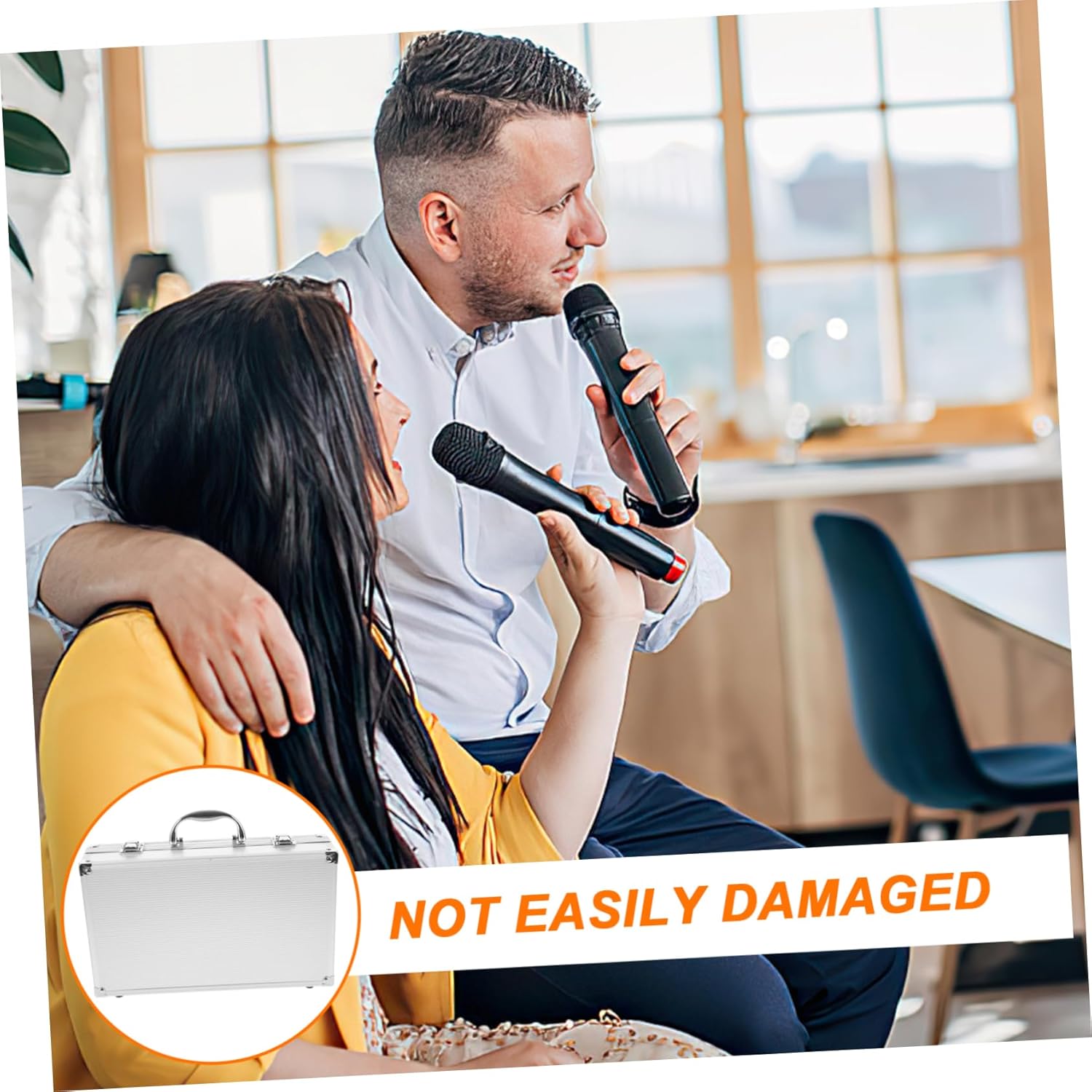 Microphone Case Organizer with Handle Portable Hard Case for Cordless Microphones Storage Box for Cables and Accessories for Outdoor Use and Parties