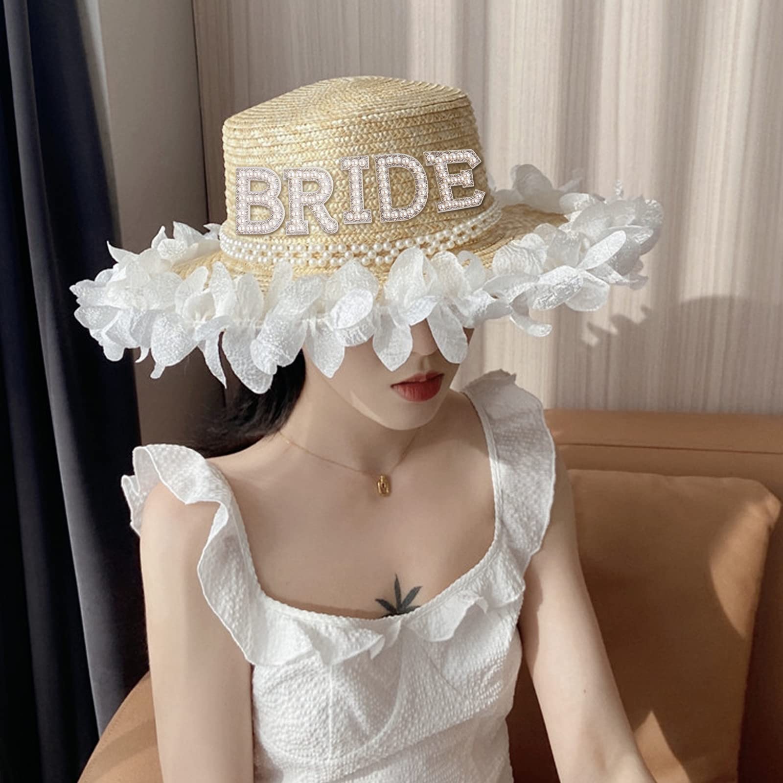 15 écussons Thermocollants Lettres Strass - Pour Mariée Ou DIY - Blanc Brillant