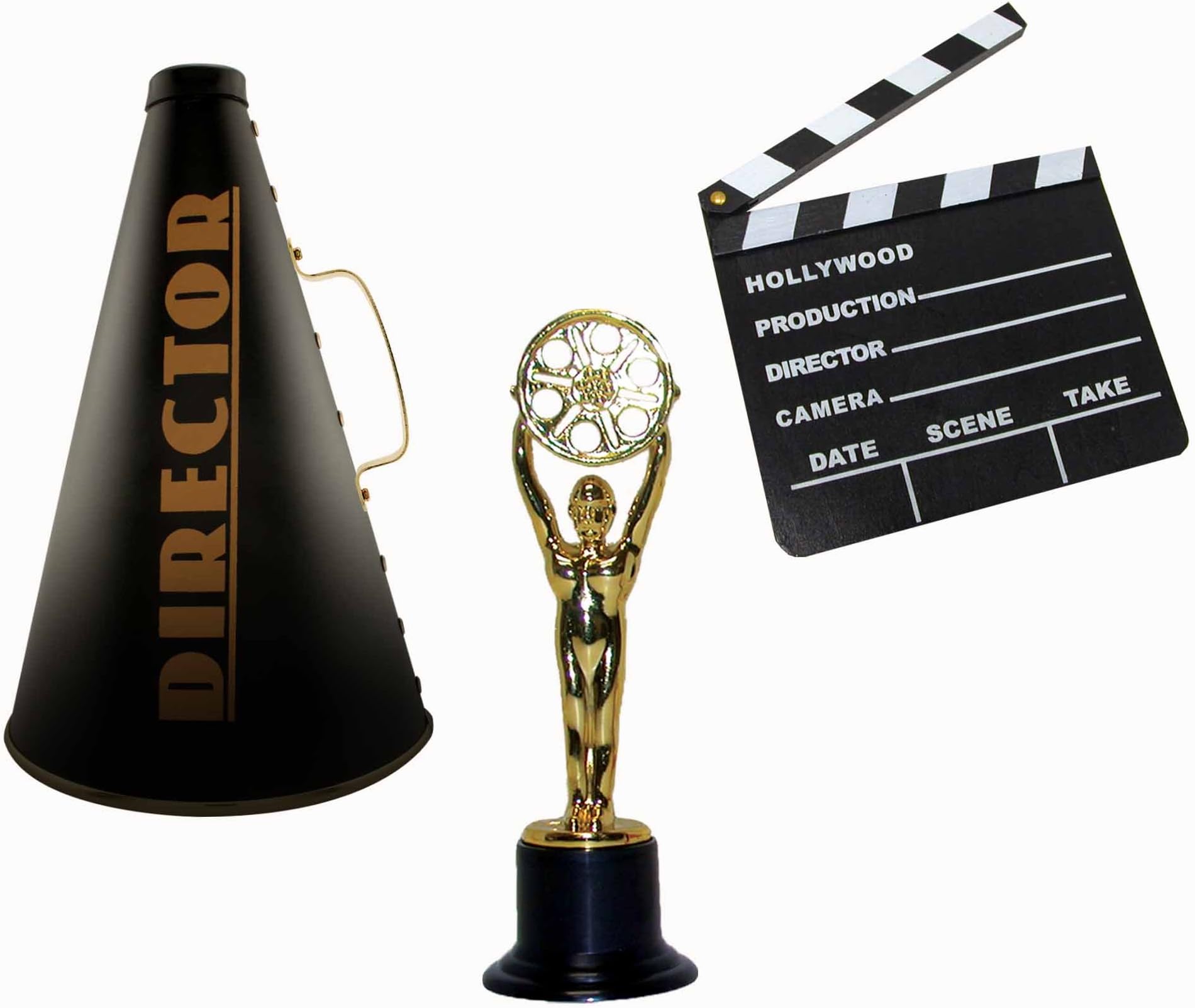 Windy City Novelties Hollywood Directors Party Kit Includes Directors Megaphone + Clapboard + Award Trophy