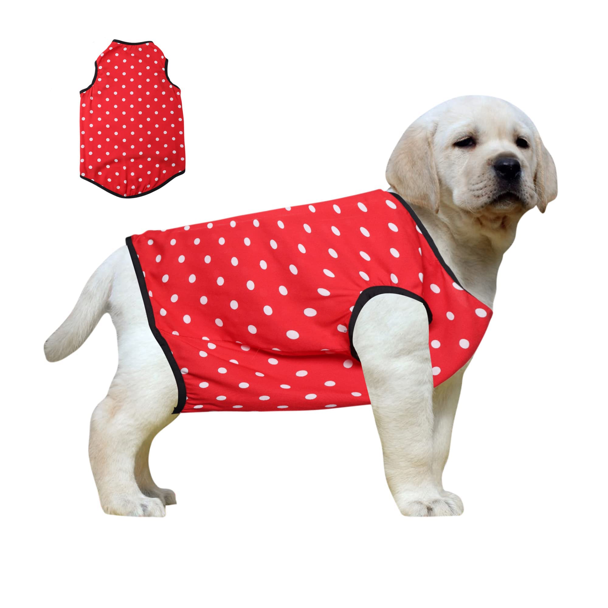 Western Era Funky Soft Cotton Dog T-Shirt, Comfortable Dog Clothing, Sleeveless Vest Puppy Outfit, Apparel (Polka Red) (XXXLarge - 30inches) (B09WN5CNR8) Amazon Price History, Amazon Price Tracker