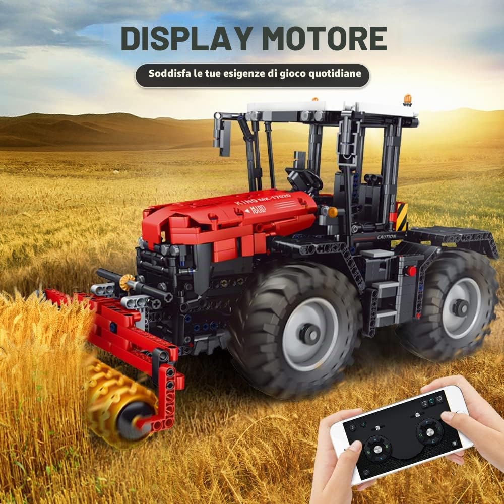 Mould King 17020, mattoncini da costruzione per trattore radiocomandato, 4 in 1 RC, mietitrebbia, giocattolo per gli amanti delle macchine agricole (2716 pezzi)