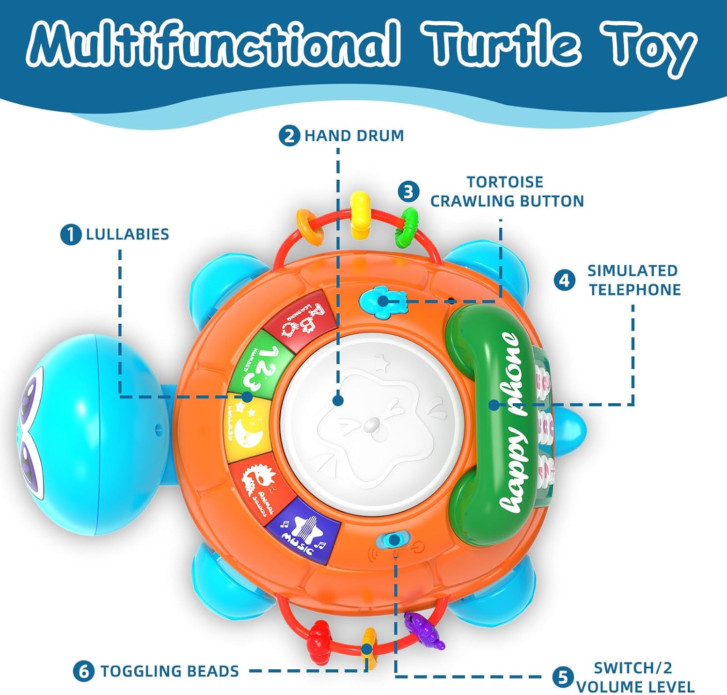 Musical Turtle Baby Toys 6 to 12 Month,Infant Light-up Musical Tummy Time Toy with Phone,Baby Crawling Toys for 7 8 9 12 Months Old,Easter Birthday Girl Gift for 3 4 5 Month+(Pink)