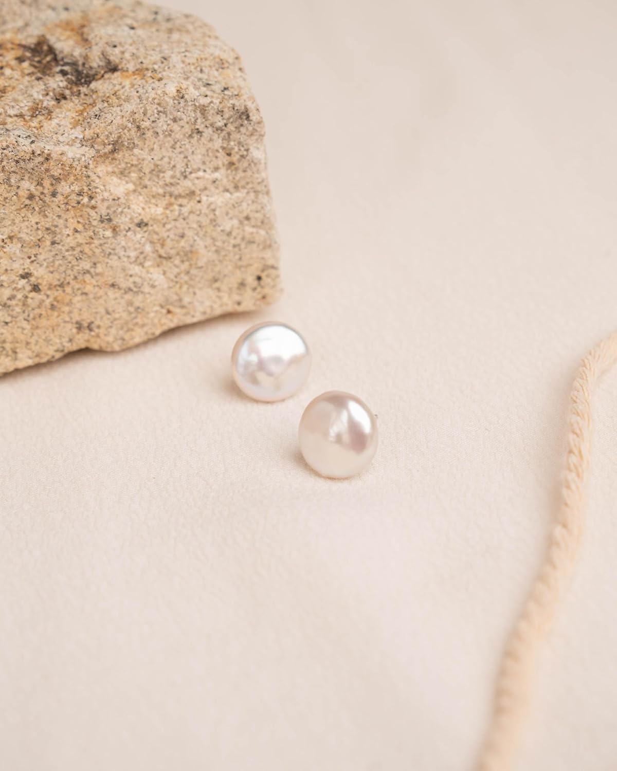 Secret & You Women Pearl Earrings Freshwater Cultured Pearls | Coin Pearls | 925 Sterling Silver mounts | Available in 11-12 mm, 12-13 mm and 13-14 mm - Image 3