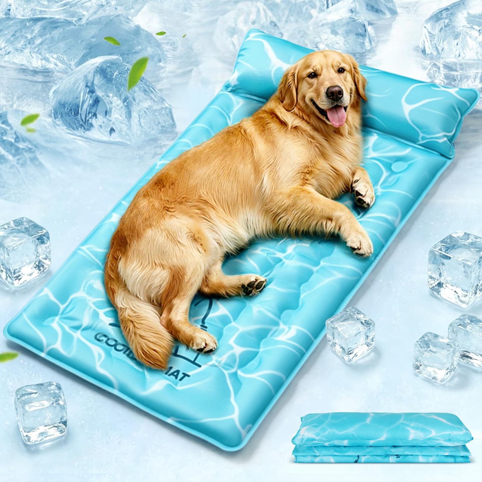 JONRRYIN Tapis Rafraîchissant pour Chien et Chat, 60x108cm Coussin Auto-Rafraîchissant, Tapis Fraîcheur Imperméable & Antidérapant, Pliable & Léger pour Intérieur, Extérieur
