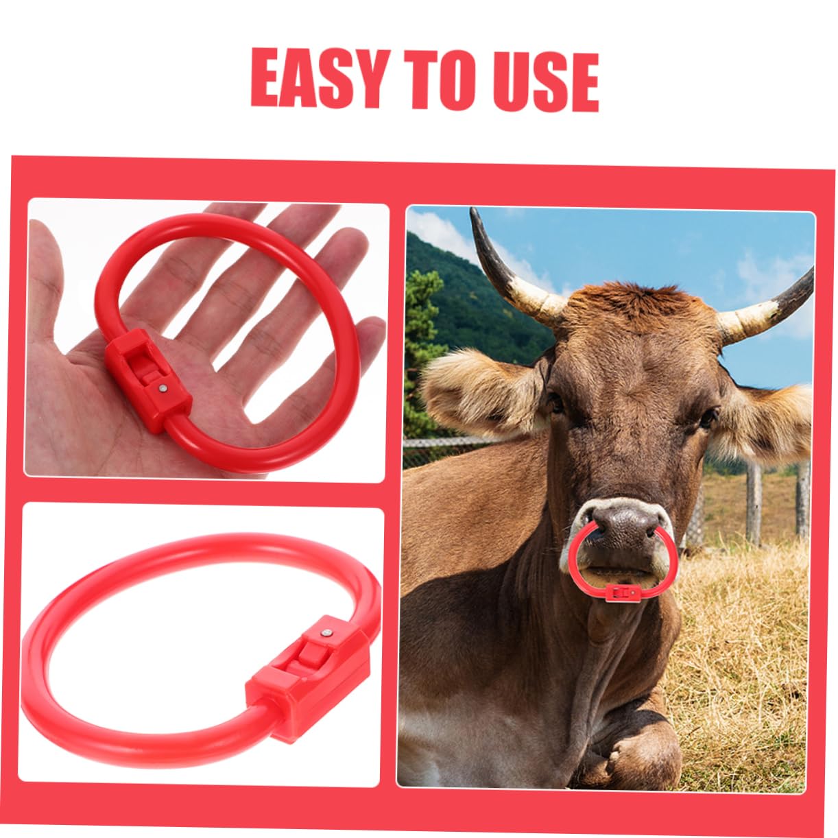 Amazon.co.jp: IWOWHERO 2個 プラスチック製 牛用鼻輪 鼻輪取り付け