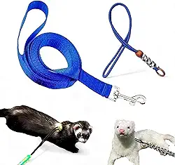 Conjunto de coleira para furões, coleiras e arreios ajustáveis para furões, porquinho-da-índia, chinchila, rato, dragão barbudo, pequeno animal, acessórios para furões de esquilo (azul)