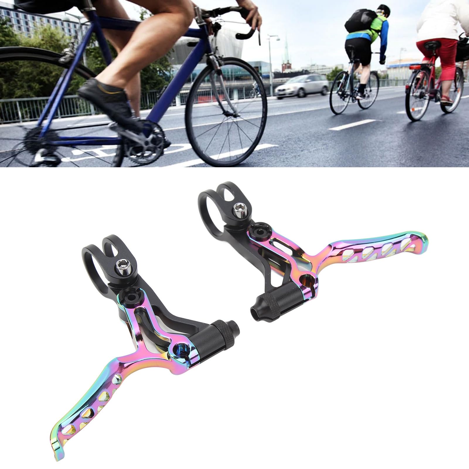 Leva del freno della bicicletta Lega di alluminio Maniglia del freno a V Leggera Resistente Risposta rapida per Mountain Bike Bici da strada Manubrio da 22,2 mm Confezione