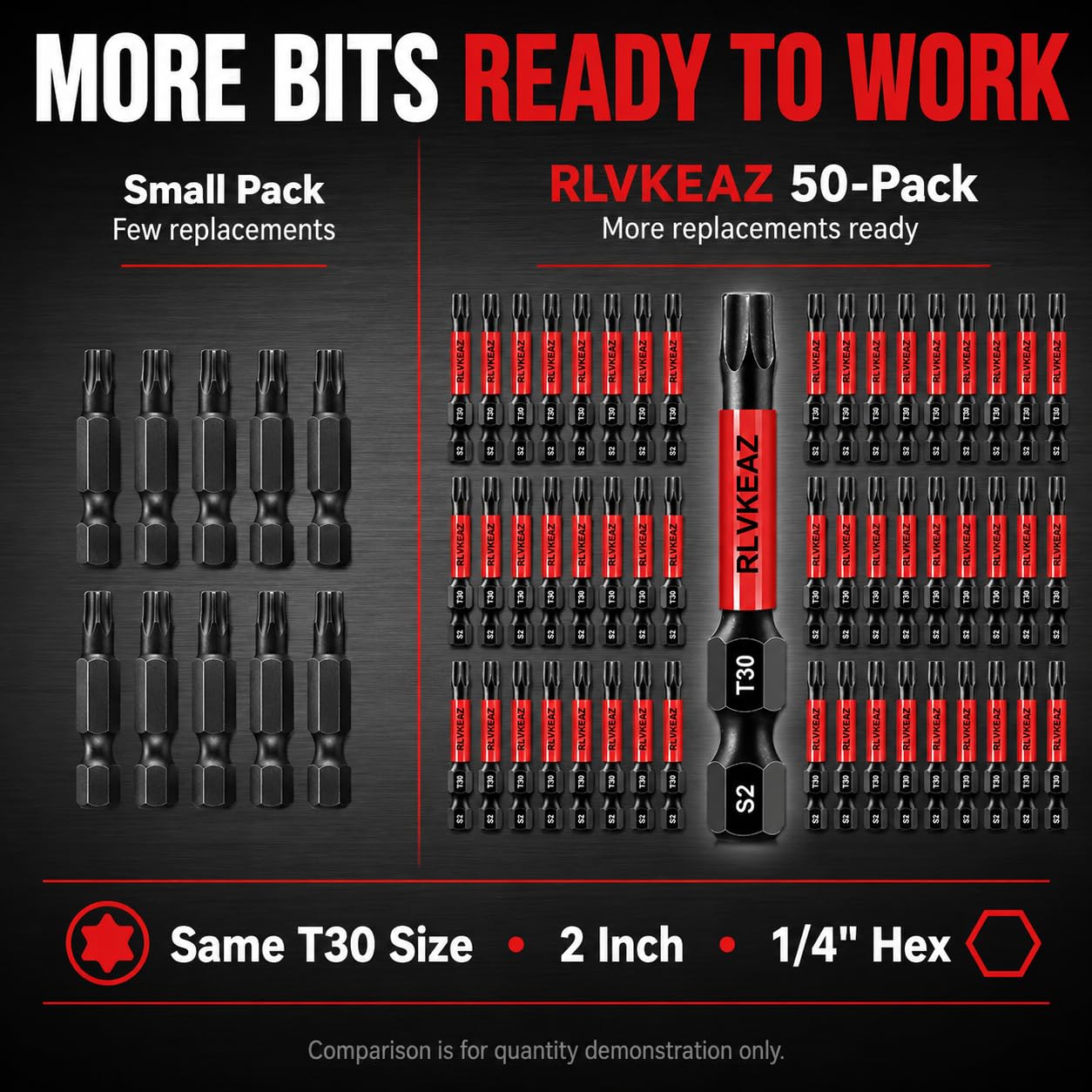 50 T30 Torx Bits - Magnetic for Impact Driver -4