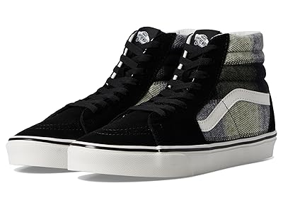 Vans Sk8-Hi Skate Shoes Brushed Plaid Olive/Black : Men