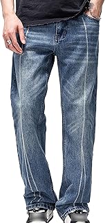 Men's Relaxed Fit Straight Leg Jeans Slim Classic Fit Wash Jeans Straight Denim Pants 5-Pocket