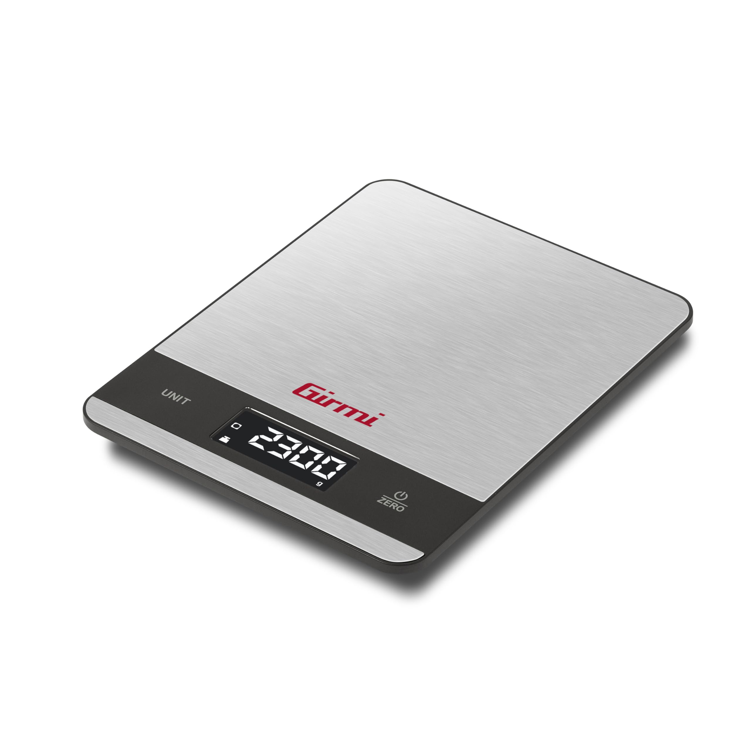 Girmi PS05 Bilancia da cucina Elettronica, 1 gr/​5Kg, Piatto Inox, Display ad alta luminosità, Autospegnimento, Funzione TARA, Indicatori di errore, Display 50 x 22