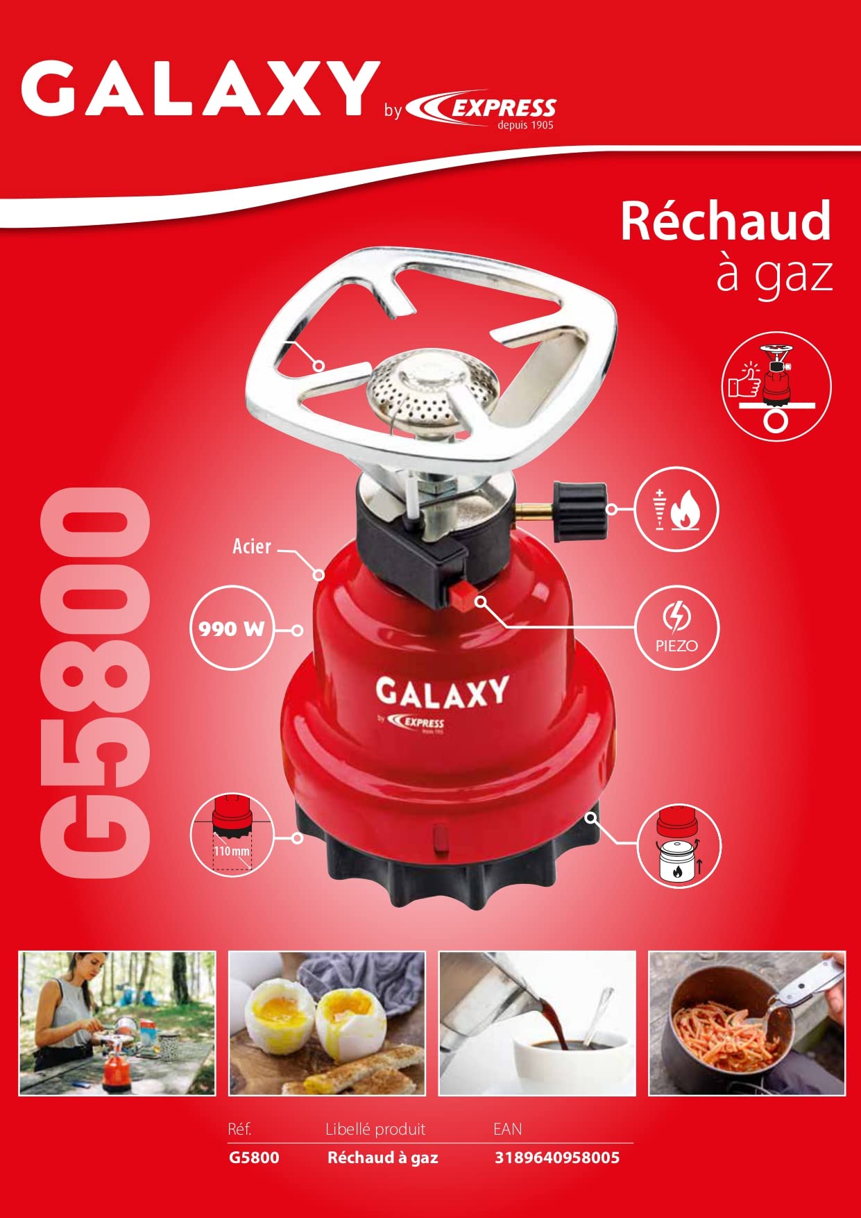Una estufa G5800 - tocador - fácil de usar - práctico y no bulky - modelo seguro - riesgo de accidente reducido - confiable - galaxia por express