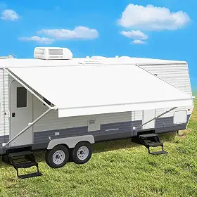 leaveshade Tecido de Toldo para Trailer de Trailer, Tecido de Toldo para Trailer de Trailer, Poliéster Superpesado Revestido Em Vinil, 9'3'' (Adequado para Toldo de 10') - Branco