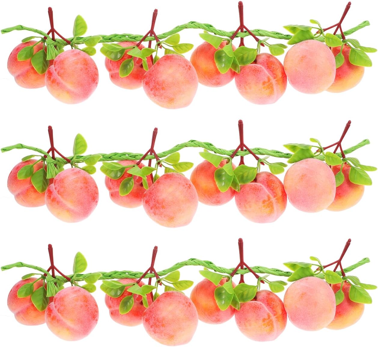 Operitacx 3pcs Artificial Peach Clusters Fake Peach Lifelike Fruits Model for Photography Props Wedding Home Kitchen Party Wall Decoration Decoraciones para Salas De Casa