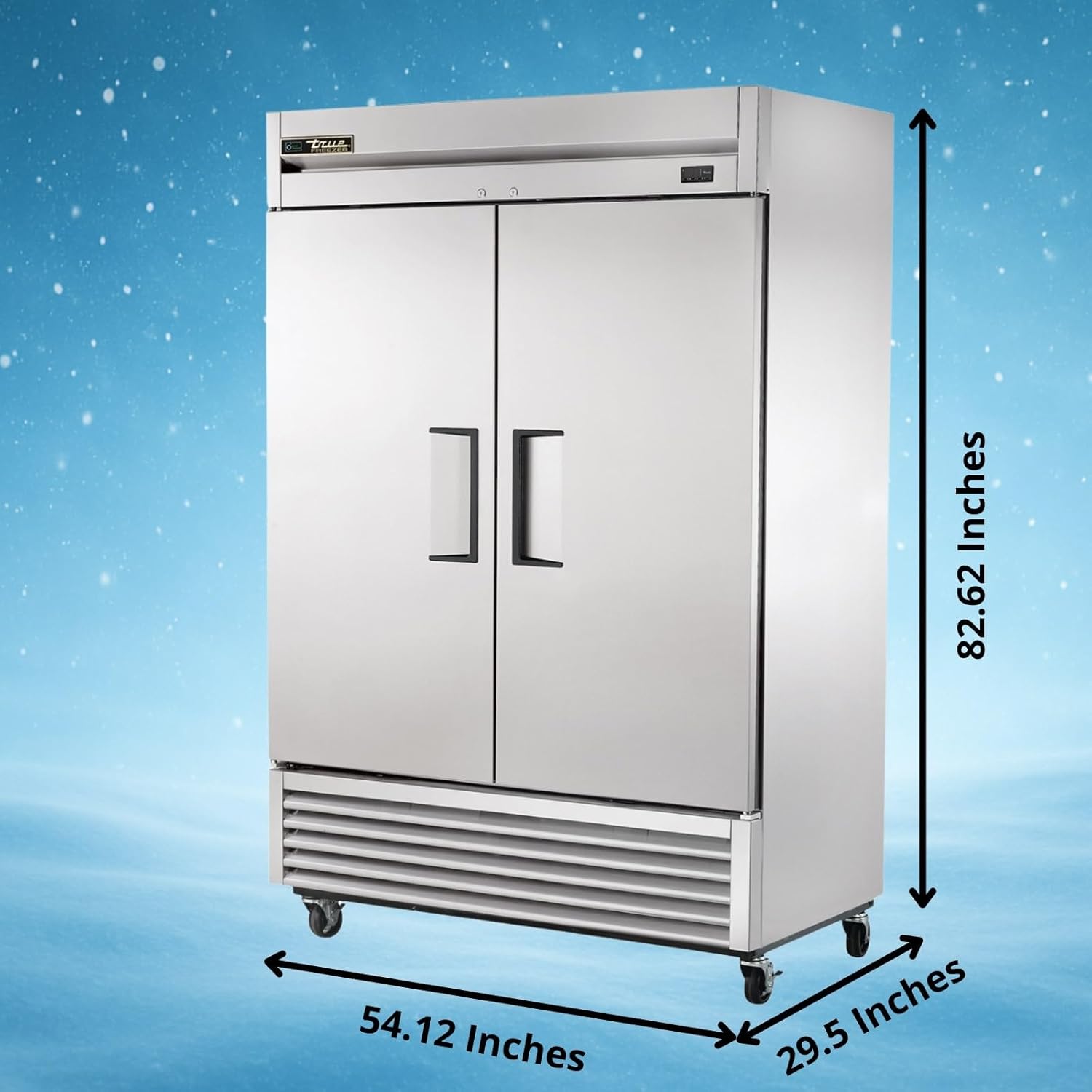 True T-49F-HC Reach-in Solid Swing Door Freezer with Hydrocarbon Refrigerant, Holds -10 Degree F, 78.625" Height, 29.875" Width, 54.125" Length