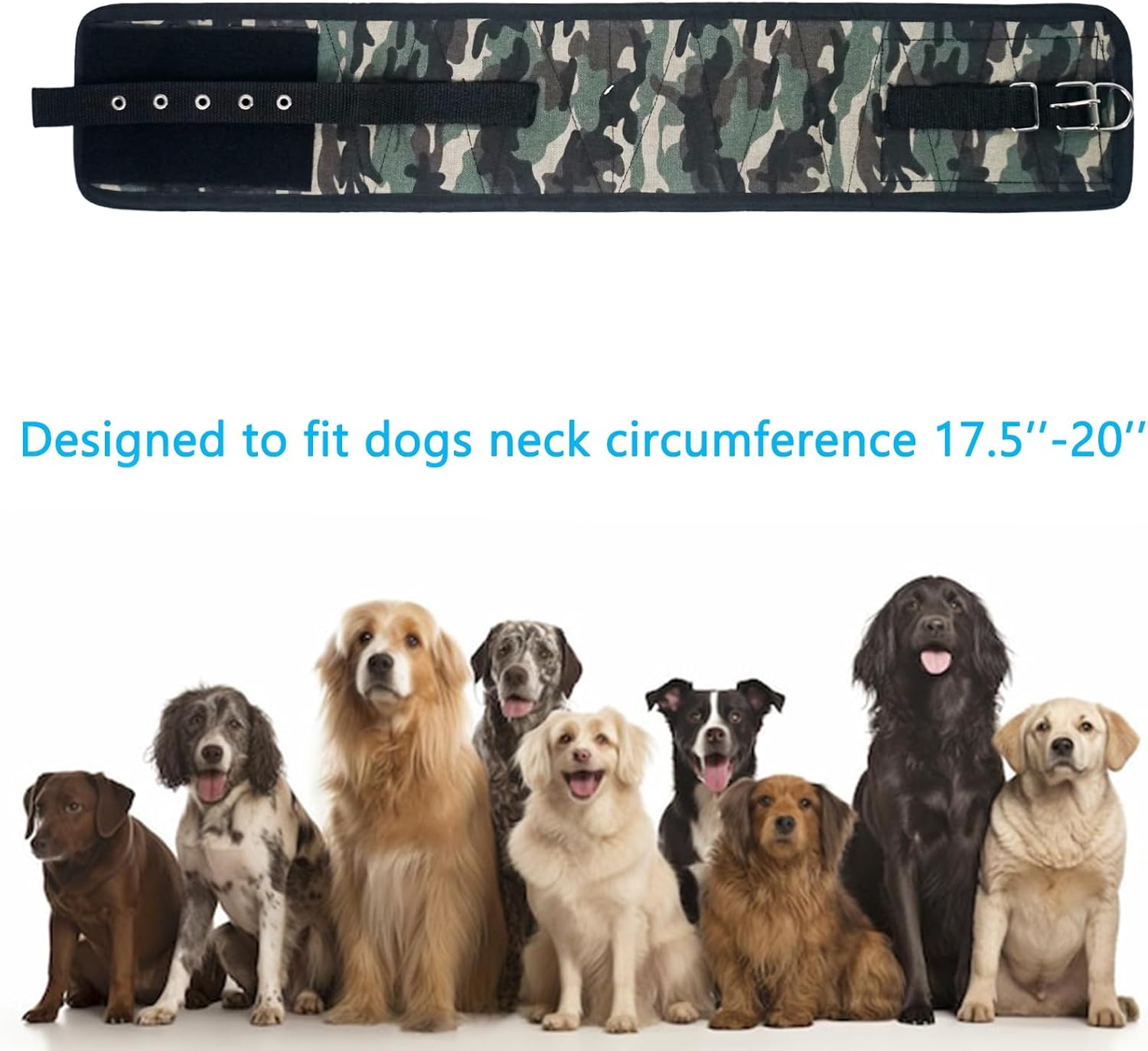 Luwint Anti-Bite Dog Neck Protector - Adjustable Neck Wrap, Safeguard for Hounds in Hunting, Hiking & Training (Green Camouflage)