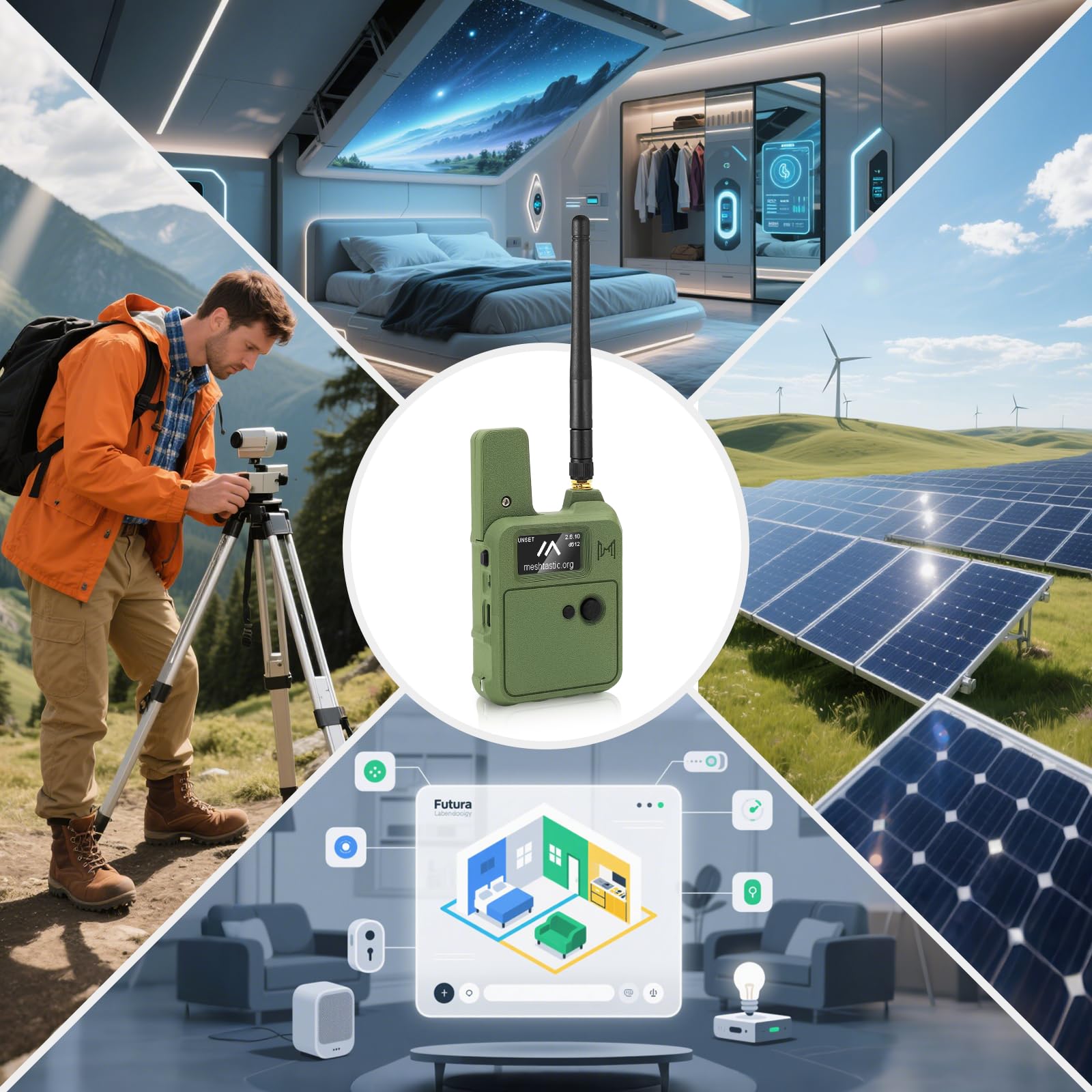 Wio Tracker L1 Carte avec batterie 3000 mAh et étui – SX1262 nRF52840 Kit pour Ar Duino Mesh Tastic Lo Ra, Blue Tooth 5.0, GPS GNSS, OLED 1,3", batterie de type C à charge solaire (N37