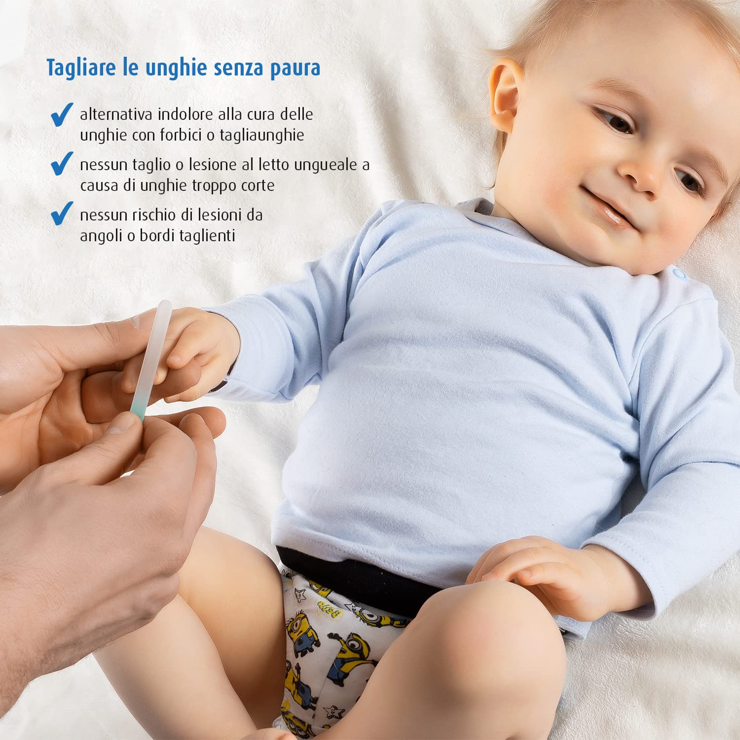 Reer 81043, PremiumCare Baby - Lima per unghie in vetro, made in EU, Bianco