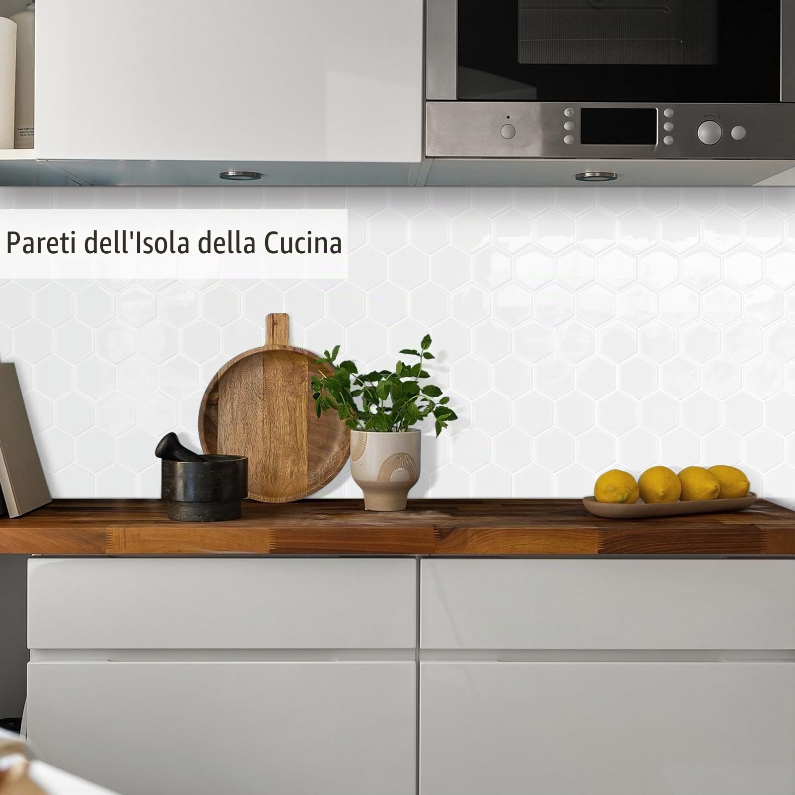 10 Pezzi Paraschizzi Esagonali,A Nido d'ape Piastrelle Autoadesive da Parete,Piastrelle Peel and Stick Per Cucina,Bagno,Camino(Bianco,30,5 x 30,5 cm)
