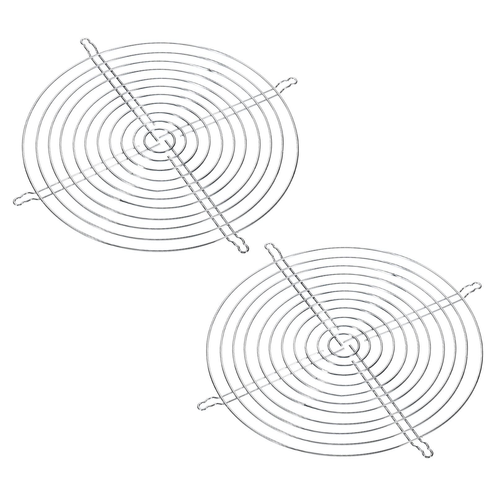 PATIKIL 250mm Ventola Dito Griglia, 2pz Metallo Griglia Protezione Protezione con Vite per Ventola Copertura Protettiva Fai-da-Te, Argento