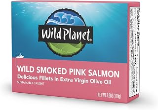 Wild Planet Smoked Pink Salmon Fillets in Extra Virgin Olive Oil - Sustainably Wild-Caught, Non-GMO, Keto Paleo, 3.9oz Tinned