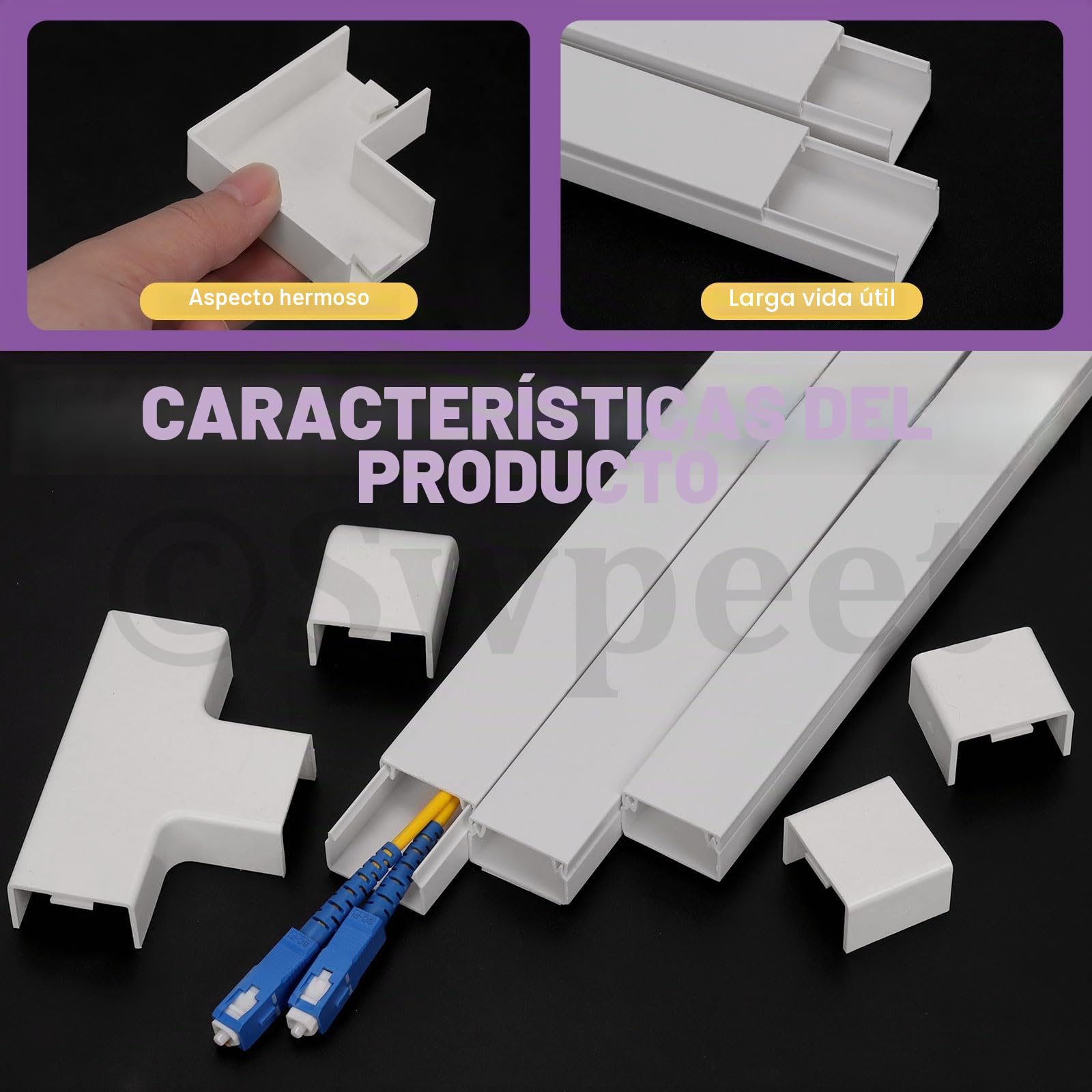 Swpeet 22 piezas de 10 x 0.95 pulgadas de ancho x 0.55 pulgadas de alto, kit de ocultación de cables, cubierta de ocultación de cables para cables en TV montada en la pared