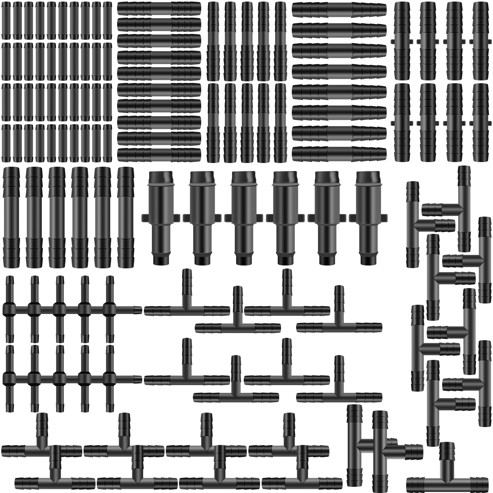 128PCS Vacuum Connector Assortment, Heat Resistance 240℃ Automotive Vacuum Tubing Connector, 12 Sizes Nylon Vacuums Tee Hose Adapter Kit for Automotive, Marine, and Industrial
