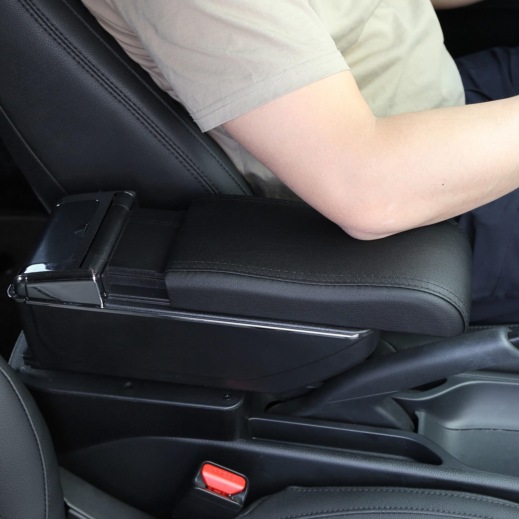 YJYWZH Accoudoir pour Peugeot 208/2008 2019-2026 Centrale Console Rangement | avec Porte-gobelet,Accoudoir console centrale,Double rangement,Cuir PU,Installation facile,Accessoire voiture intérieur,Noir
