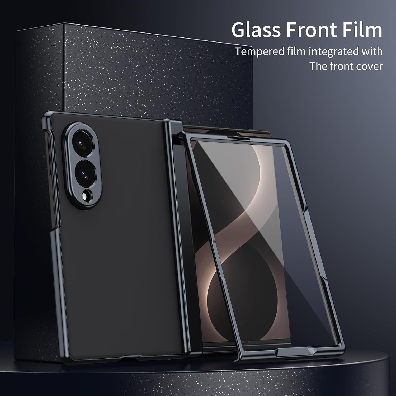Back Cover for Samsung Galaxy Z Fold 8 Case, Front & Back Frosted Case Cover with Tempered Glass & Hinge Protection (Black, Samsung Galaxy Z Fold 8 Wide) — Amazon image 4