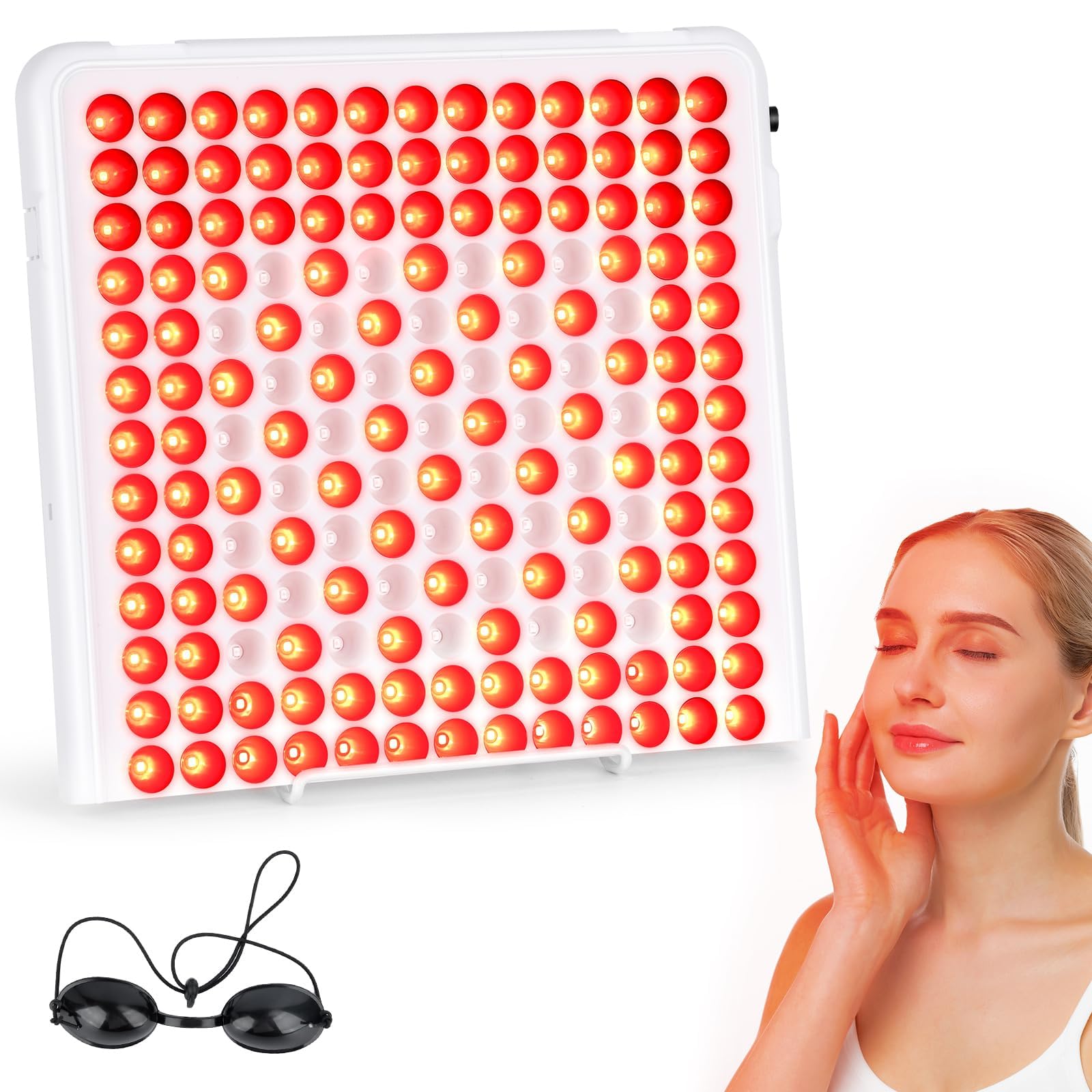 Lampada Rossa In-frarossa 660nm & 850nm, Pannello Viso & Corpo | Lampada in-frarossa a 169 LED con supporto e timer, ideale per rilassamento muscolare e cura della pelle
