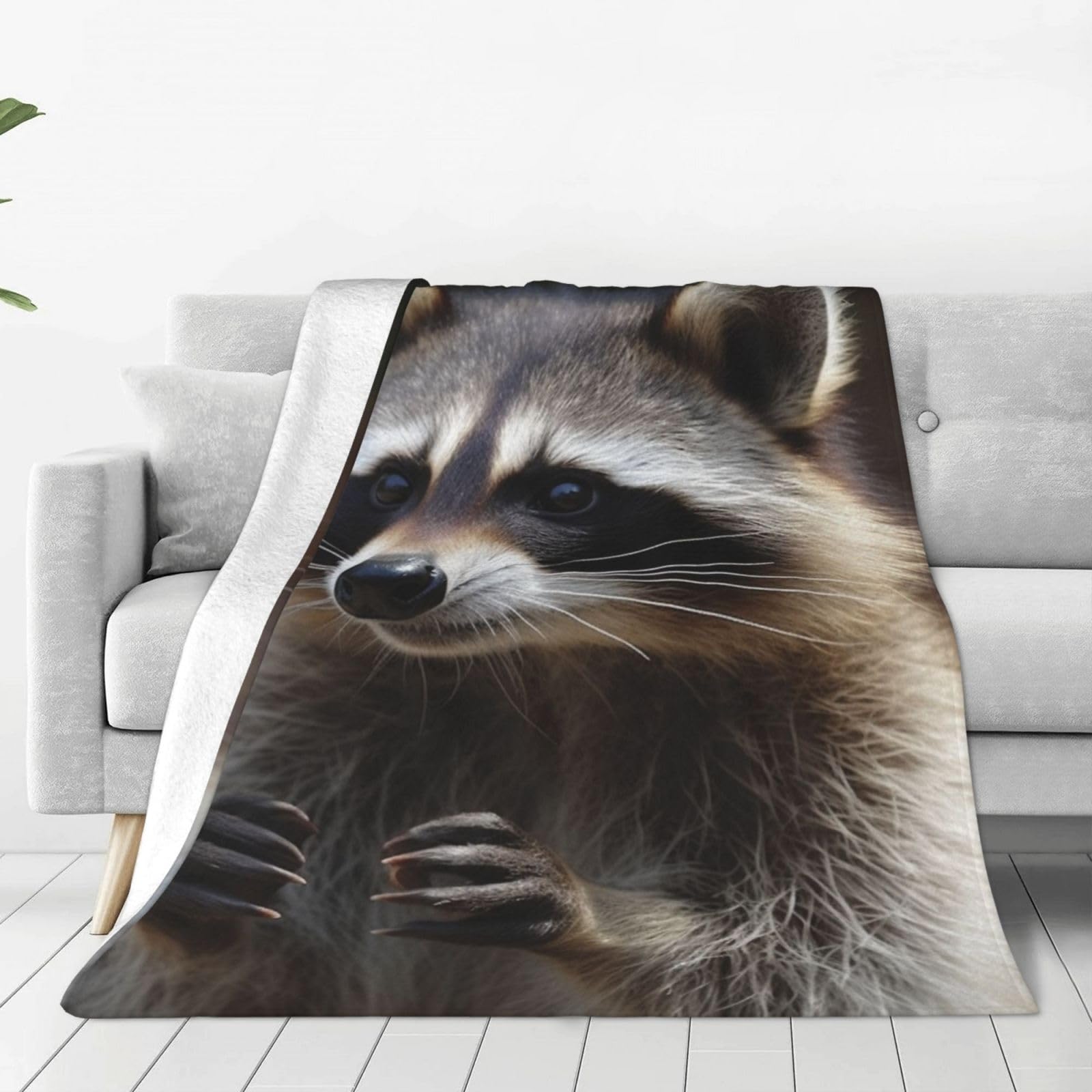 KLOPH Raccoon Throw Blanket 40"x30" Flannel Fluffy Warm Blanket for Couch, Reversible Plush Blankets for Bed, Comfy Fuzzy Blanket for Sofa, Plush Lightweight-Blankets for All Season
