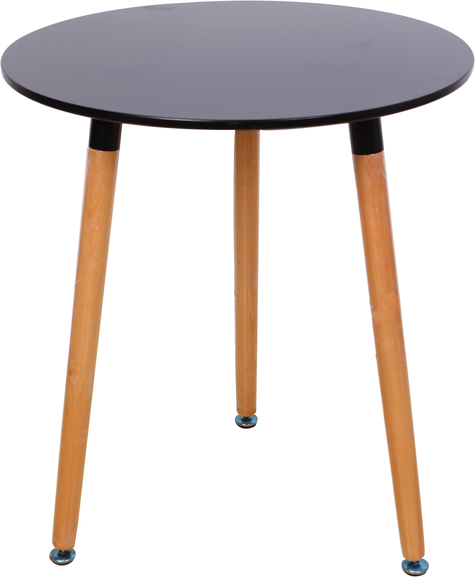 Creation Yusheng Black Round Modern Leisure Wooden Coffee Tea Table, Office Conference Desk with Wood Legs