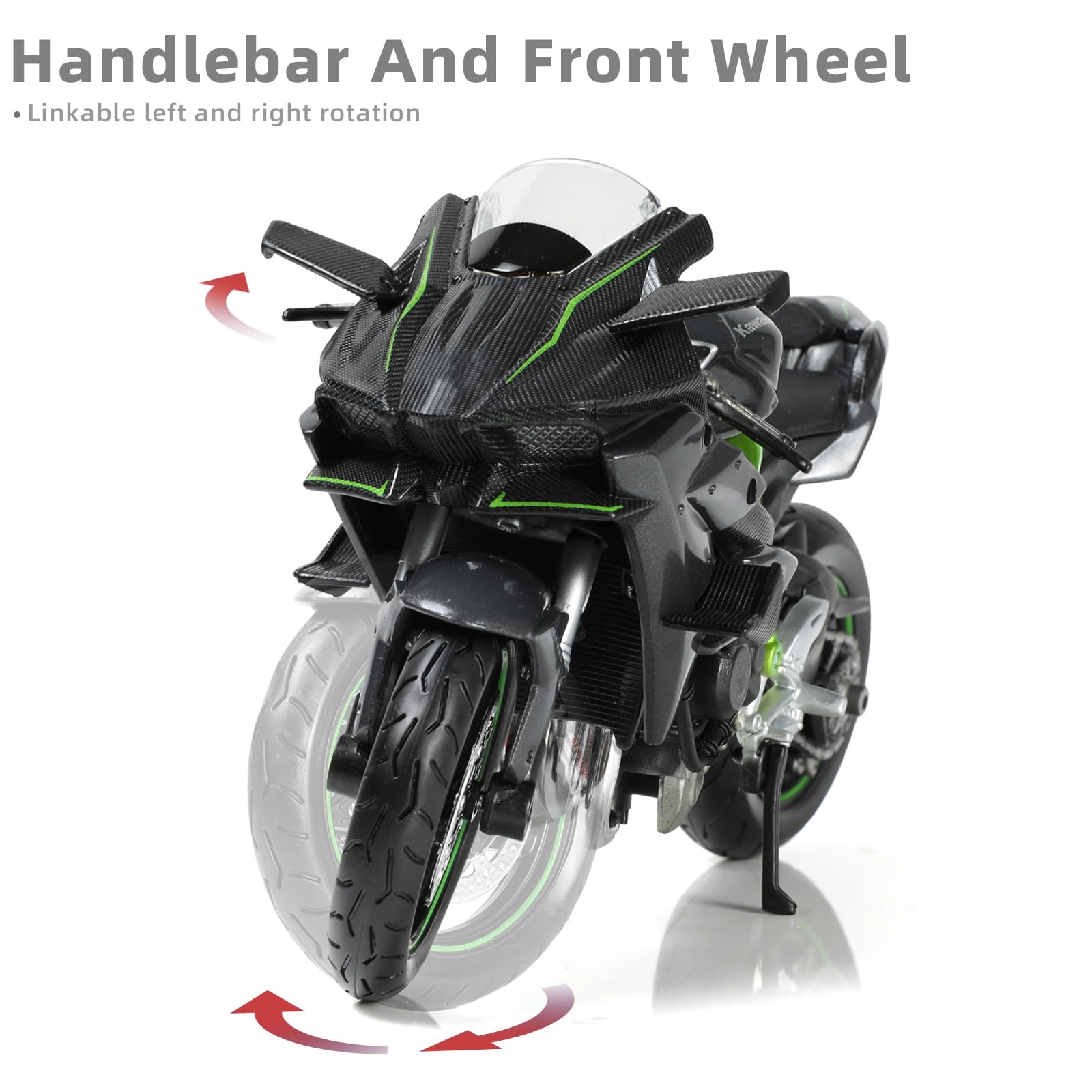 Compatibile per 1:12 Kawasaki Ninja H2R Modello di moto Giocattolo Mini moto in metallo pressofuso per ragazzi e adulti Modello di motor nero Regalo da collezione