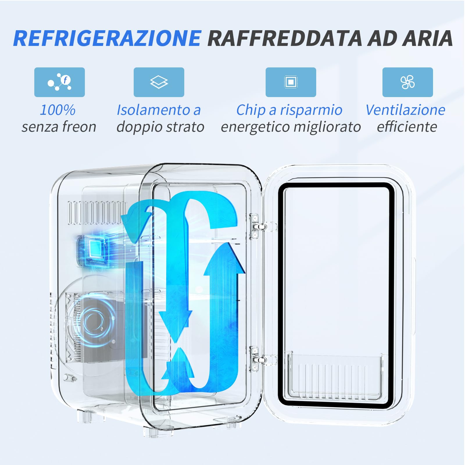 YASHE Mini Frigorifero da 6 litri/8 lattine 220-240 V AC/DC, refrigeratore termoelettrico portatile, frigoriferi, camera da letto, cura della pelle, bevande, ufficio, dormitorio e auto, bianco