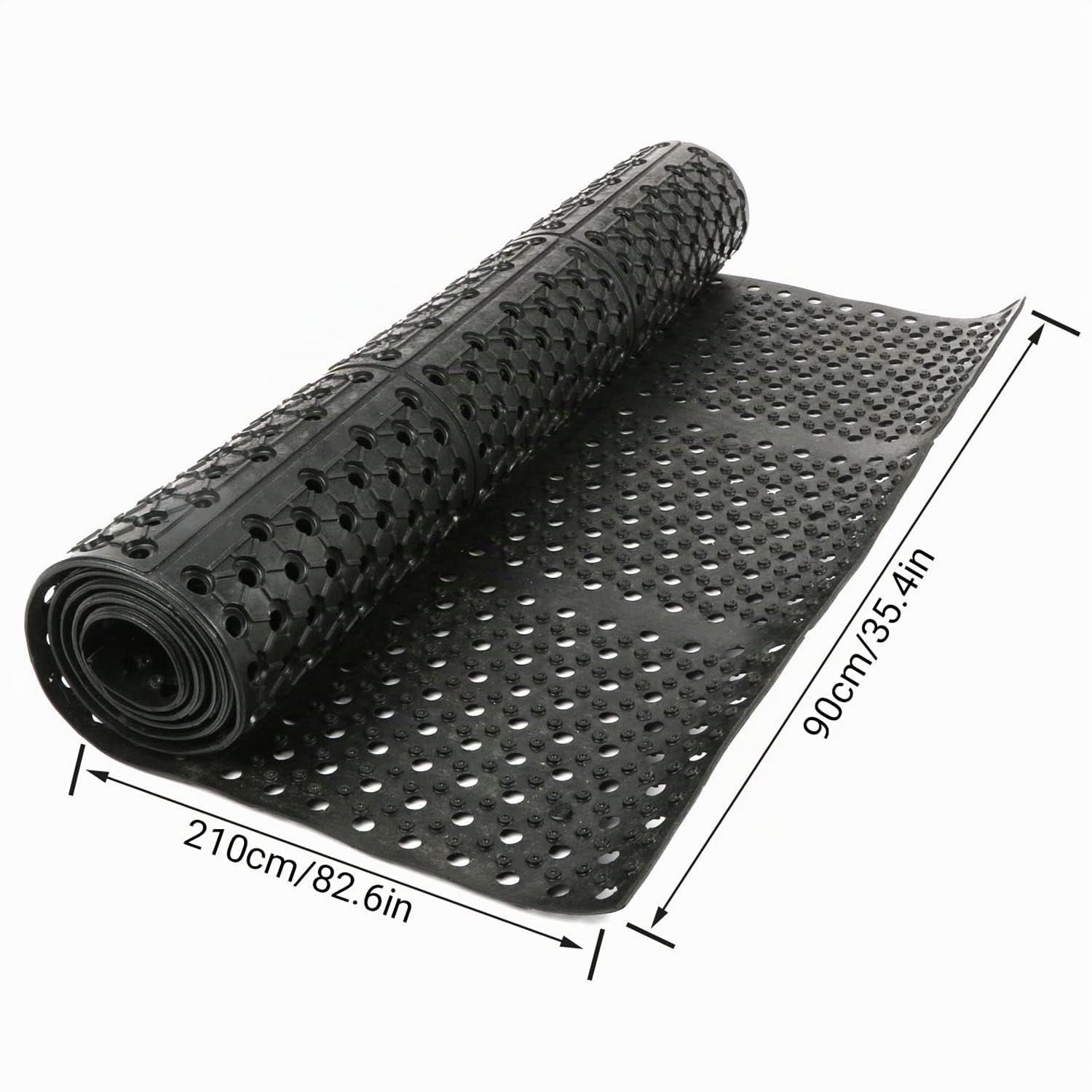 Alfombrilla de Goma anular por Metro (90 x 210 cm, Perforada, para Exteriores, con Agujeros, para Exteriores