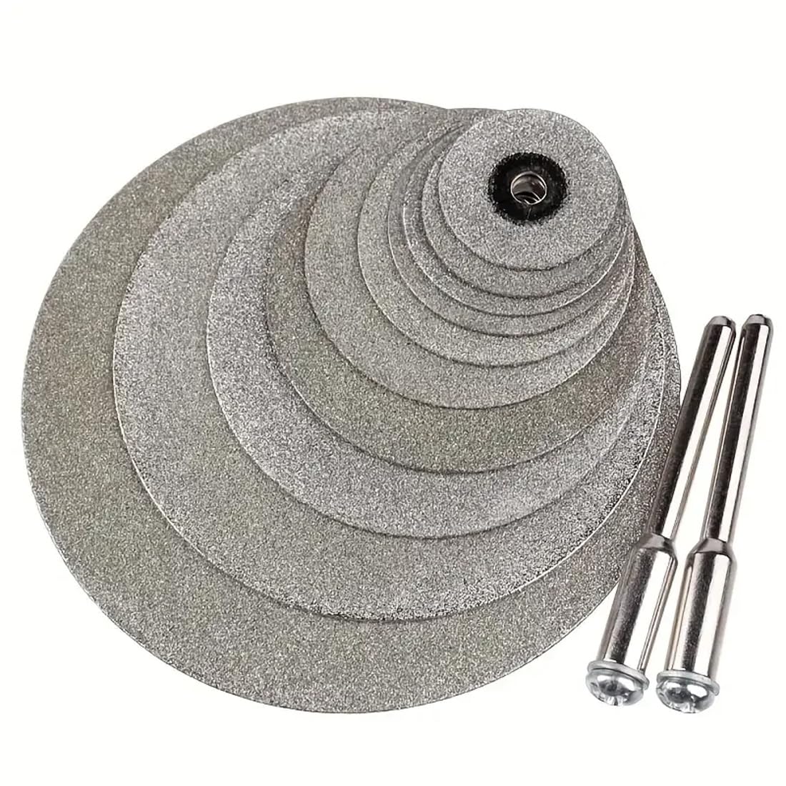 10Pcs Assorted Small Diamond Cutting Wheel with Mandrel Cutoff Disc Blades Rotary Cutter Tool Kit for Metal Stone Tile, 16mm - 60mm Cutting Dia.