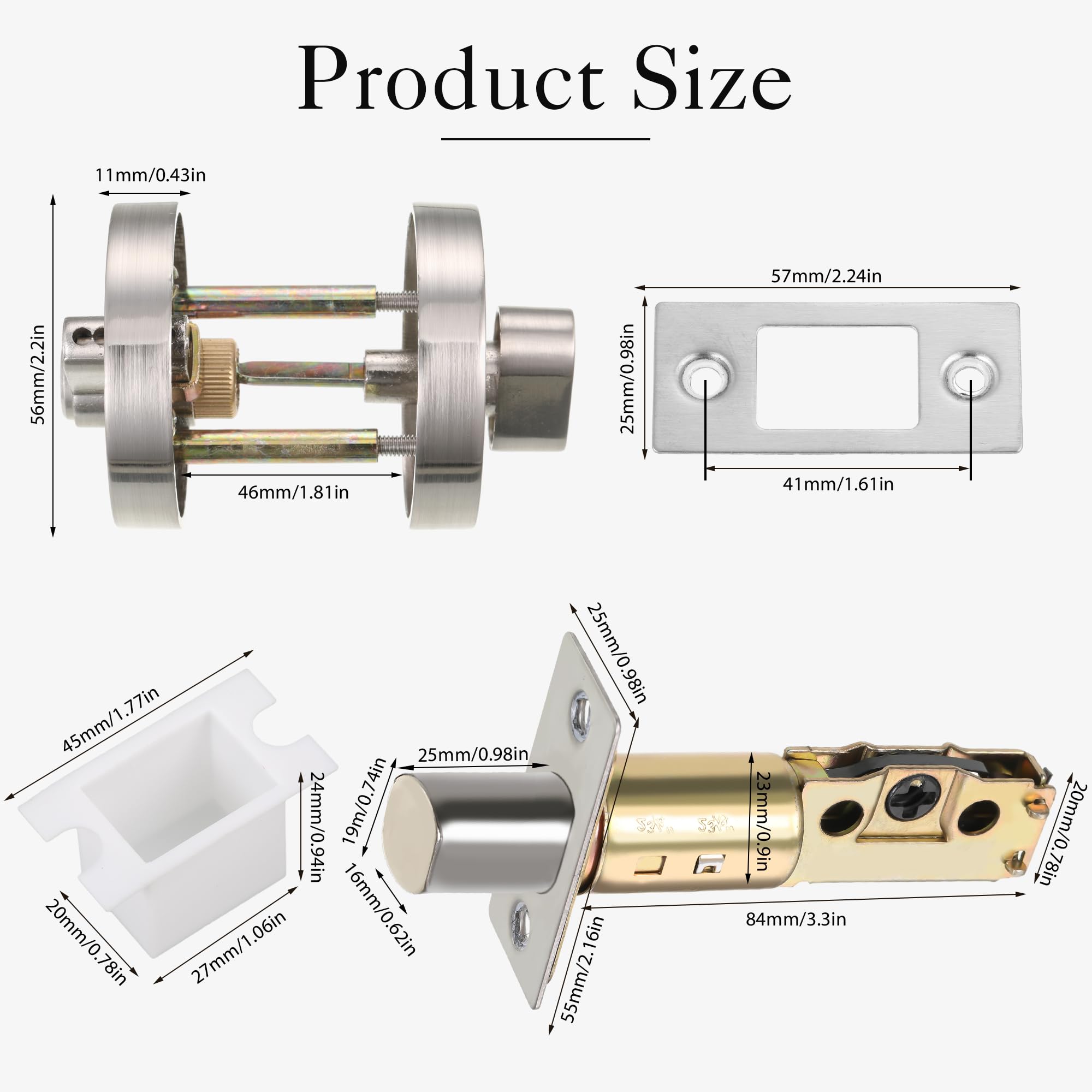 2 PCS Single Cylinder Deadbolt Round Security Door Lock with Key Zinc Alloy Deadbolt Standard Size for Bathroom Door Lock Bedroom Door Lock Entrance Door Lock for Interior and Exterior (35-50mm) - Image 4