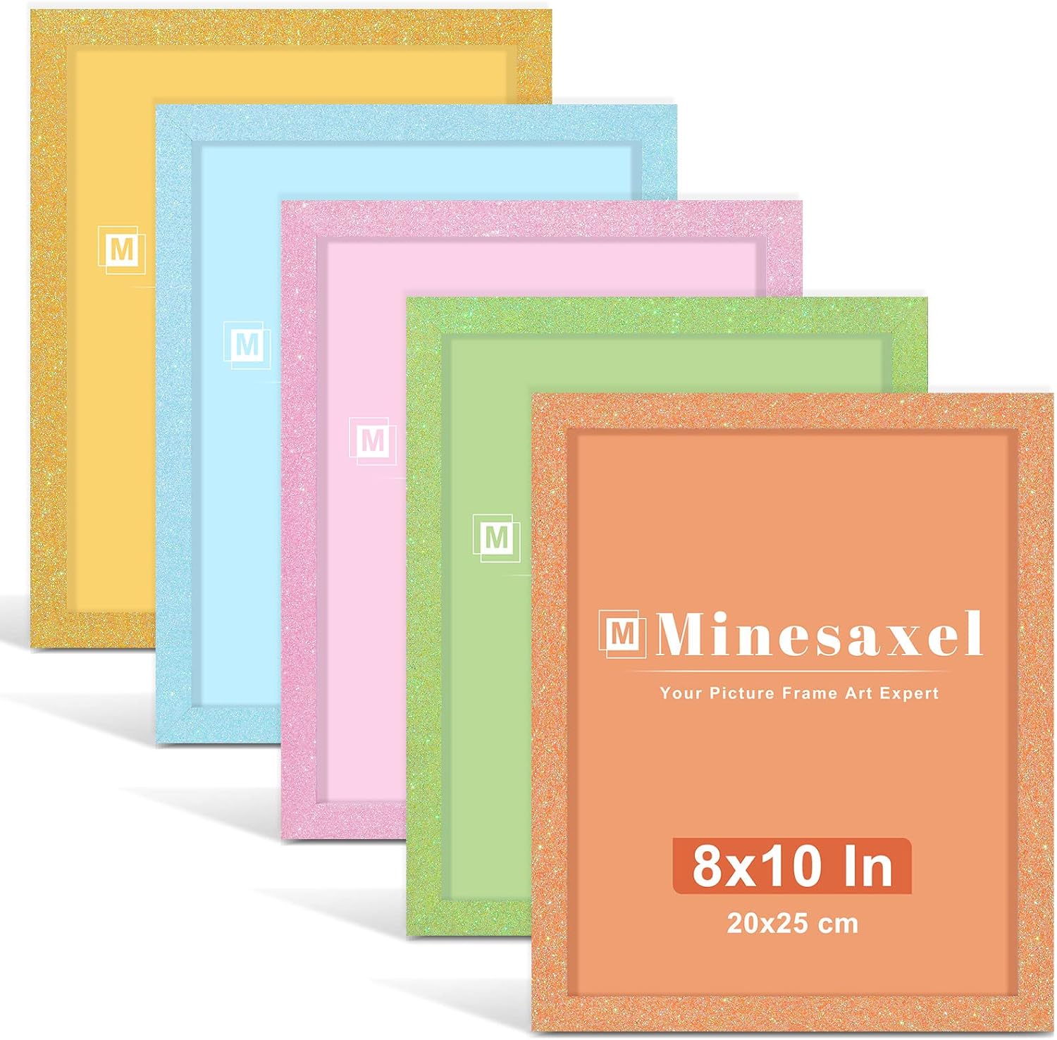 8x10 Colorful Picture Frame Set of 5, Wall Gallery 8 x 10 Photo Frames, Glittering Cute Fun Artwork Frame for Wall or Tabletop