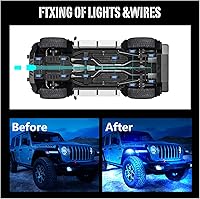 Vista 4 de SHINIGHT - Luces LED de roca para camiones, kit de luces de 12 cápsulas para Jeep, kit de iluminación exterior con control por aplicación, modo