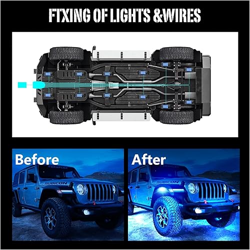 Miniatura 4 de SHINIGHT - Luces LED de roca para camiones, kit de luces de 12 cápsulas para Jeep, kit de iluminación exterior con control por aplicación, modo de
