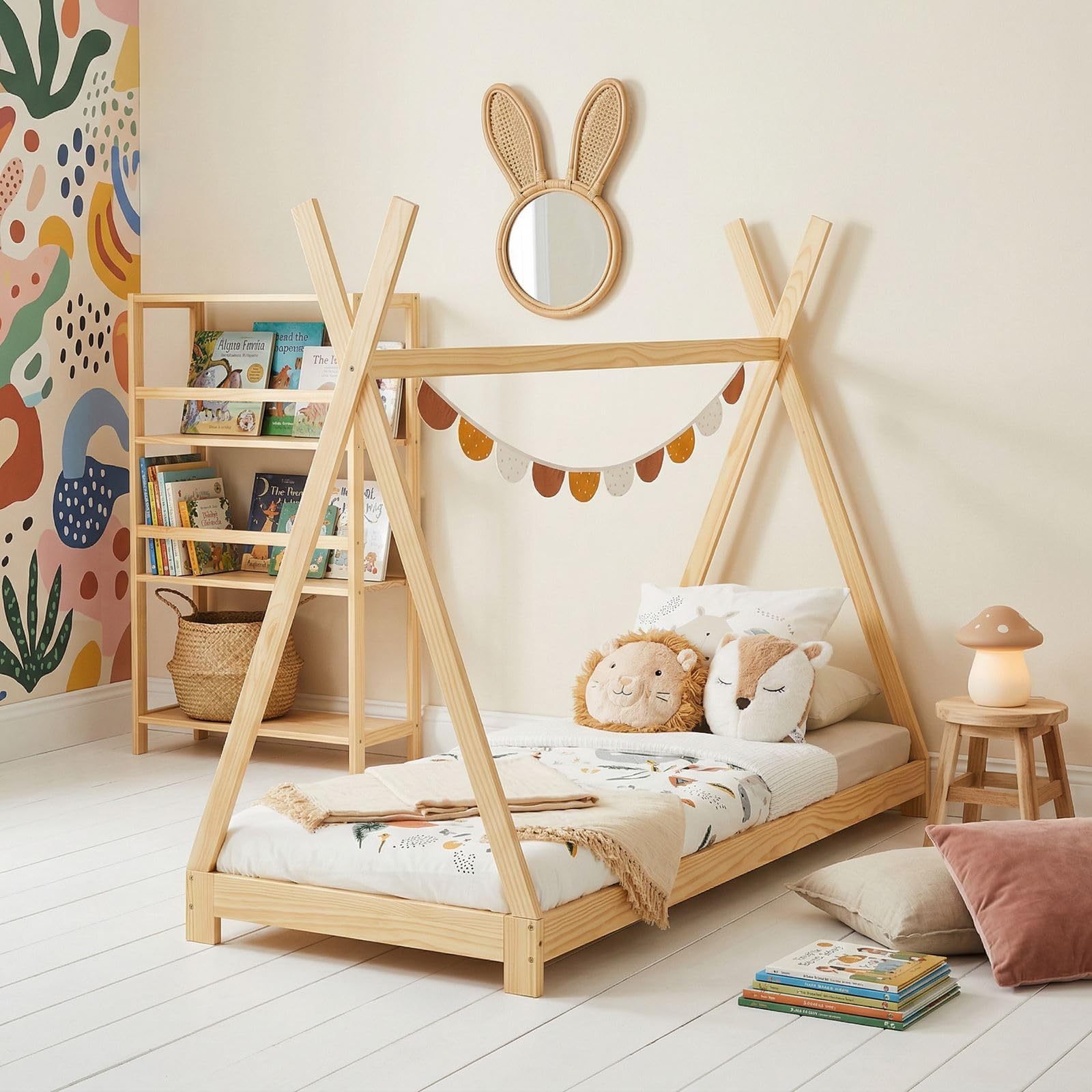 IDIMEX Lit Montessori tipi Elin, 90 x 190 cm lit cabane Enfant en pin Massif Vernis Naturel