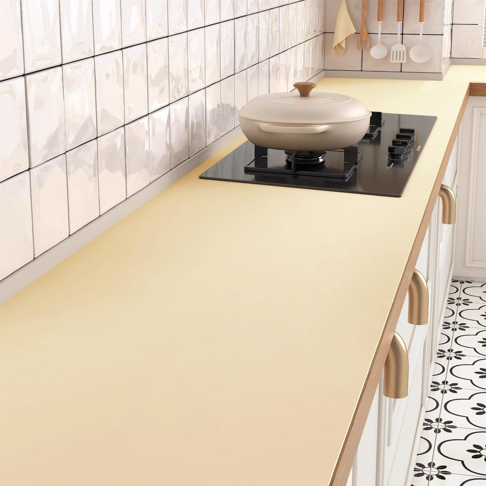 Tapis en Silicone pour Protection de Plan de Travail Résistant à la chaleur Antidérapant Protection de Plan de Travail de Cuisine, Jaune, 60 x 100 cm