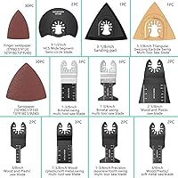 Vista 3 de Protoiya 87 cuchillas oscilantes para herramientas, multiherramienta de liberación rápida de plástico de metal de madera, accesorios con papel