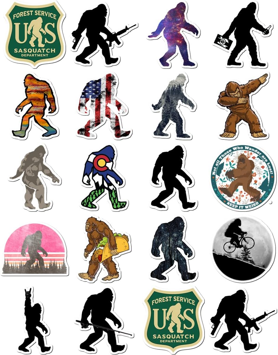 Amazon.com: Stickers Pack 20 Pcs Bigfoot Vinyl Sasquatch Waterproof ...